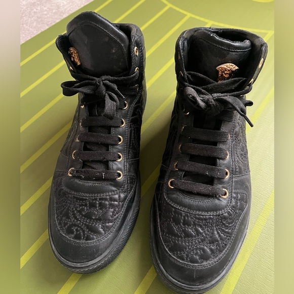 Versace Other - Versace sneakers black high top size 43 10 10.5